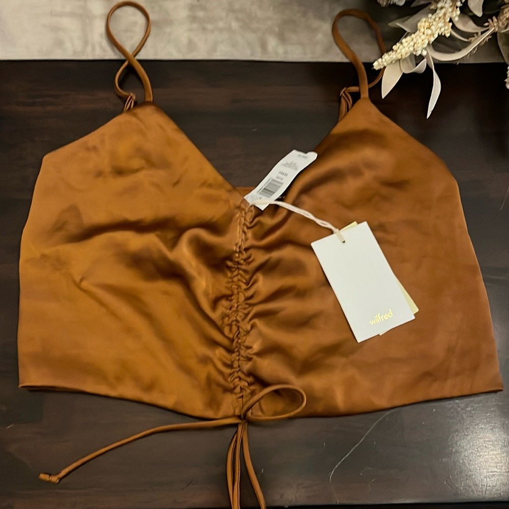 NWT Wilfred Orange Cropped Silky Top
